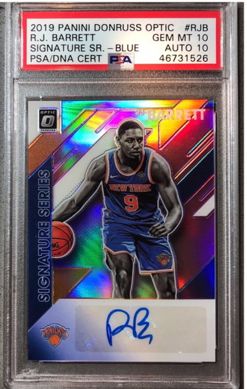 2019-20 Donruss Optic Auto RJ Barrett PSA 10