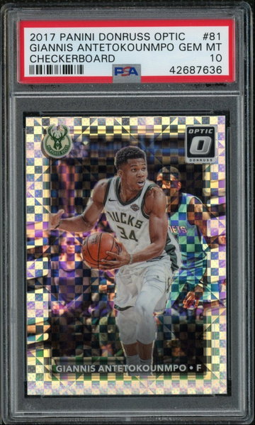 Giannis Antetokoonmpo 2017 Panini Optic Checkerboard PSA 10