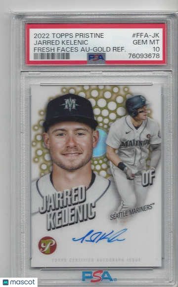 2022 Topps Pristine Fresh Faces Autographs Jarred Kelenic #FFA-JK Gold Refractor PSA 10