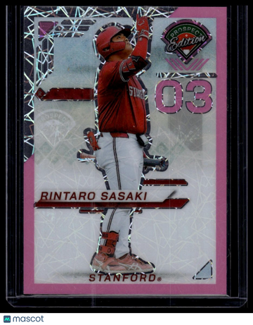 2025 Panini Prospect Edition Rintaro Sasaki #104 Holo Prospect Ticket - Pink Velocity SN