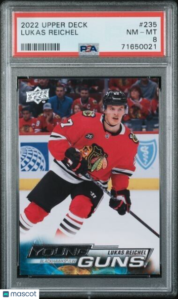 2022-23 Upper Deck Lukas Reichel #235 Rookie PSA 8