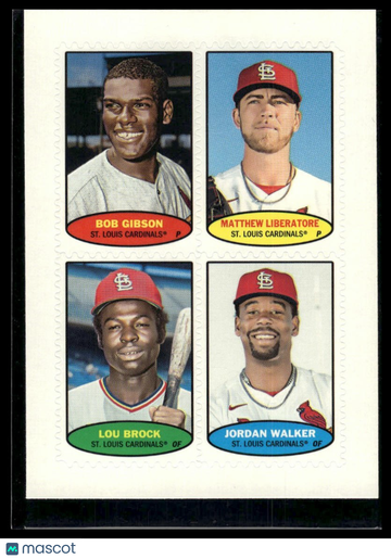 2023 Topps Heritage Bob Gibson / Matthew Liberatore / Lou Brock / Jordan Walker #74S-25 / 74S-26 / 74S-27 / 74S 1974 Top