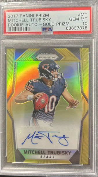 2017 Panini Prizm Mitchell Trubisky Rookie Gold Auto PSA 10