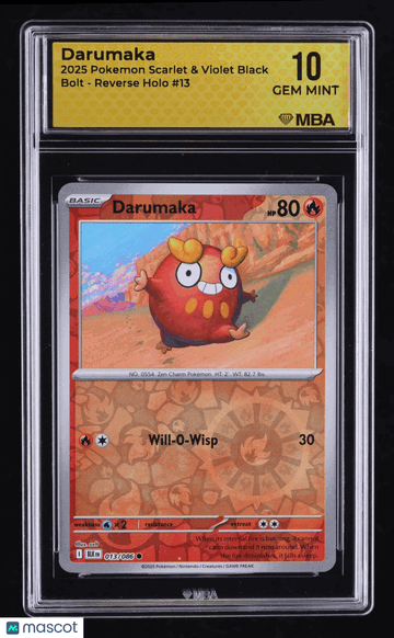 2025 Pokemon Scarlet & Violet Black Bolt Darumaka Reverse Holo MBA 10 #13