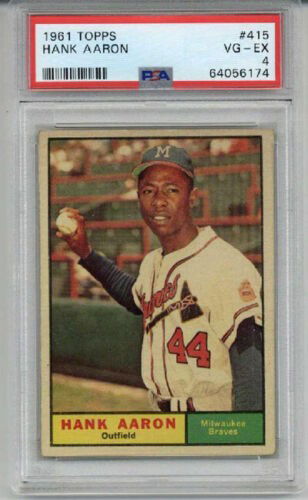 1961 TOPPS #415 HANK AARON BASEBALL CARD BRAVES PSA 4 WELL CENTERED LOW POP RARE