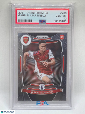 2021 Panini Prizm Premier League Gabriel Martinelli #203 PSA 10