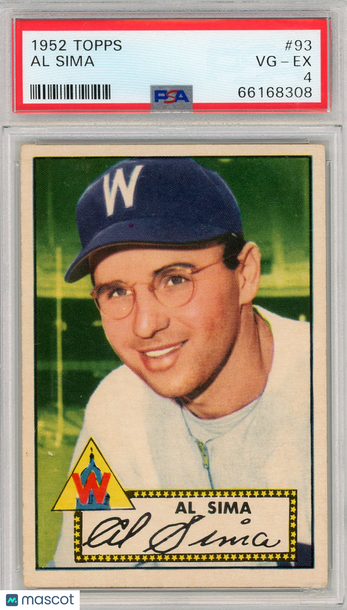 1952 Topps Al Sima #93 PSA 4