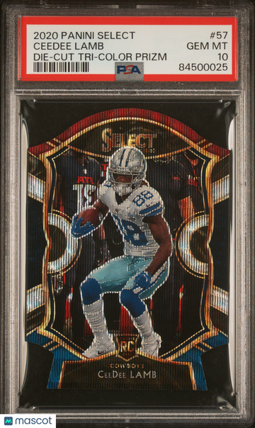 2020 Panini Select Ceedee Lamb #57 Die Cut Tri Color Prizm PSA 10