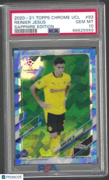 2020 Topps Chrome UEFA Champions League Sapphire Edition Reinier Jesus #93 PSA 10