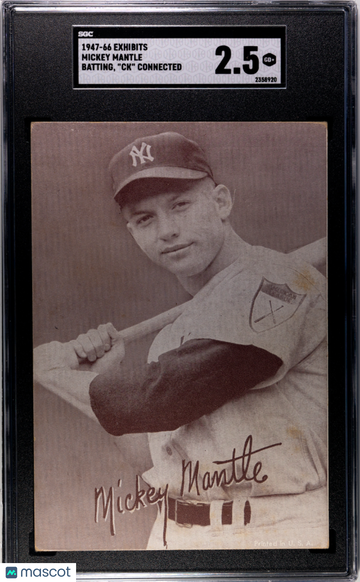 1947 Exhibits Mickey Mantle Batting, "CK" Connected SGC 2.5