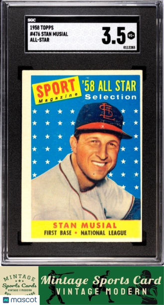 1958 Topps Stan Musial #476 All-Star SGC 3.5