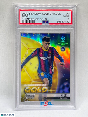 2020 Stadium Club Chrome UEFA Champions League Glimpses Of Gold Pedri #P PSA 9