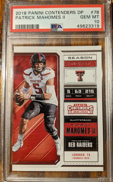 2018 Patrick Mahomes Contenders Draft Picks PSA 10 GEM MINT