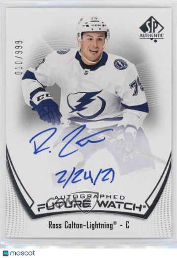 2021-22 SP Authentic Ross Colton #105 Inscribed 010/999 Parallel/Variety Rookie Base Set