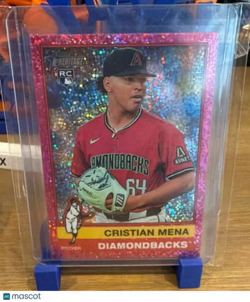 2025 Topps Heritage - Chrome Pink Sparkle Refractor Cristian Mena #134