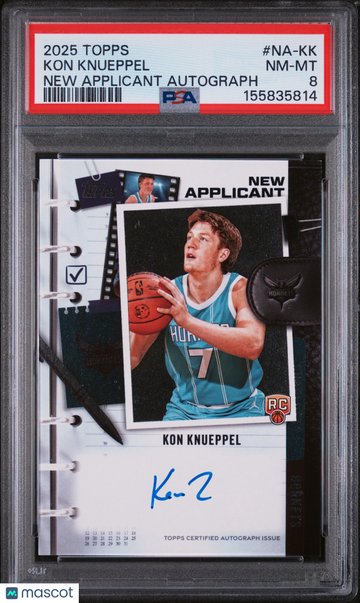 2025 Topps New Applicant Autographs Kon Knueppel #NA-KK PSA 8
