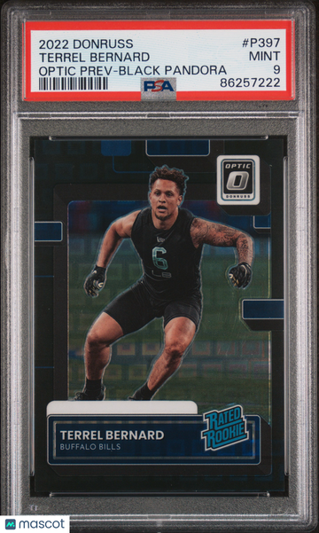 2022 Donruss Terrel Bernard Optic Prev Black Pandora PSA 9