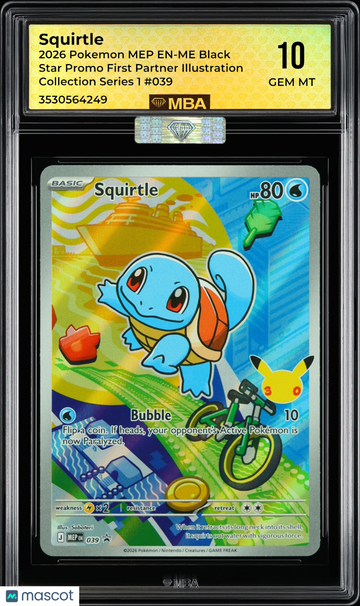 2026 Pokemon MEP EN-ME Black Star Promo Squirtle #039 First Partner Illustration Collection Series 1 MBA 10