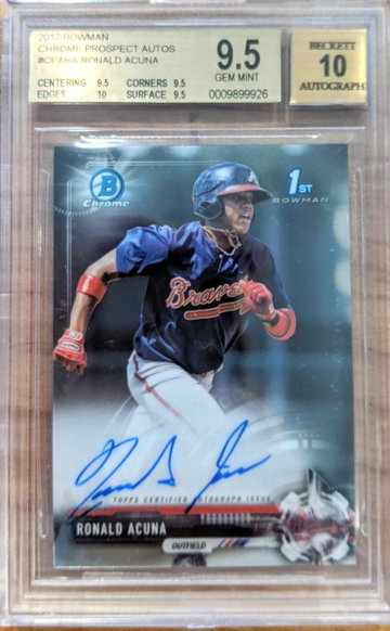 2017 Bowman Ronald Acuna Jr. 1st Chrome Auto BGS 9.5/10 True Gem Mint+