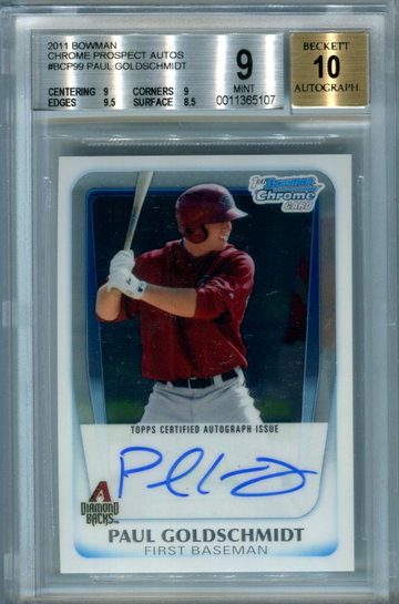 2011 Bowman Chrome Paul Goldschmidt BGS 9 auto 10
