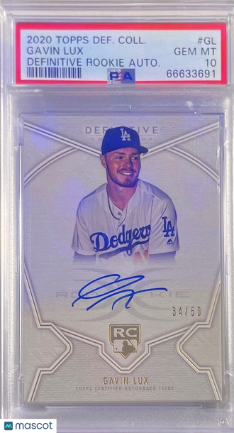 2020 Topps Definitive Collection Definitive Rookie Autographs Gavin Lux #GL Autograph PSA 10