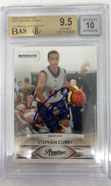 Stephen Curry 2009-10 Panini Prestige Rookie RC #207 BGS BAS 9.5 w/ 10 AUTO