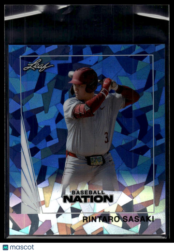 2026 Leaf Baseball Nation Rintaro Sasaki #90B-73 1990 Leaf Mini Base Crystal Blue SN