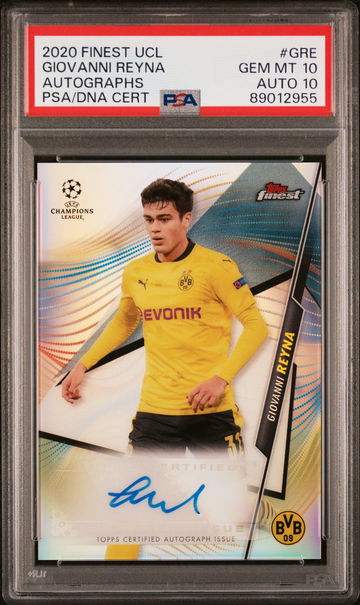 2020 TOPPS FINEST UEFA CHAMPIONS LEAGUE AUTOGRAPHS GIOVANNI REYNA #GRE PSA 10
