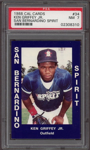 1988 Cal Cards Ken Griffey Jr # 34 San Bernardino Spirit PSA 7