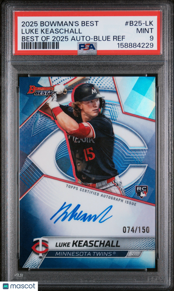 Luke Keaschall 2025 Bowman's Best Best Of 2025 Autographs Auto Blue Ref /150 PSA 9