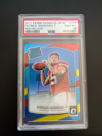 2017 Donruss Optic Patrick Mahomes Red/Yellow PSA 10