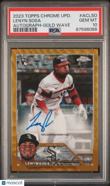 2023 Topps Chrome Update Autograph Lenyn Sosa #ACLSO Gold Wave Ref PSA 10