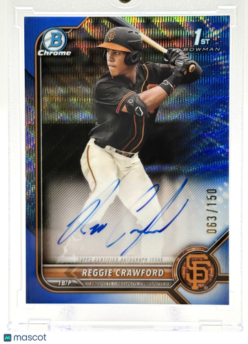 2022 Topps Bowman Chrome Reggie Crawford #CDA-RC Blue Shimmer Refractor /150 1st Bowman