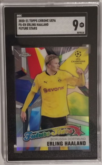 2020-21 Topps Chrome UEFA Erling Haaland Future Stars FS-EH SGC Mint 9