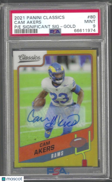 2021 Panini Classics Cam Akers #80 E Significant SIG Gold PSA 8