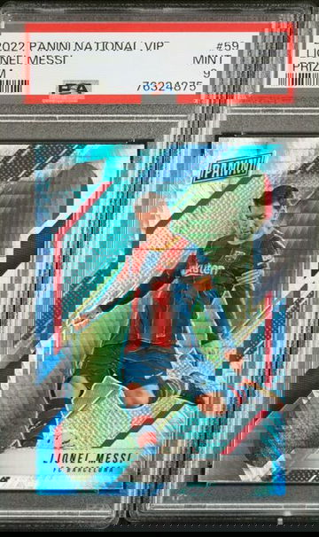 2021 2022 Panini National VIP Gold Packs Lionel Messi Hyper Prizm #59 PSA 9