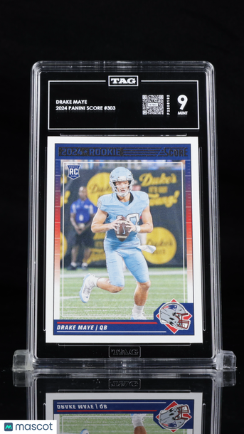 2024 Panini Score Drake Maye #303 Rookie TAG 9