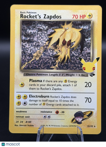 Pokemon 2021 Celebrations Rocket's Zapdos Rare #15/132 - Near Mint or Better