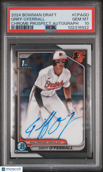 2024 Bowman Draft Chrome Prospect Autographs Griff O'ferrall #CPAGO PSA 10