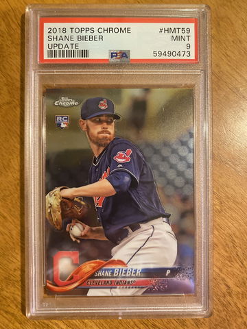 2018 Topps Chrome Update Shane Bieber #HMT59 Update PSA 9