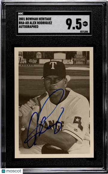 2001 Bowman Heritage Alex Rodriguez #BHA-AR Autograph SGC 9.5