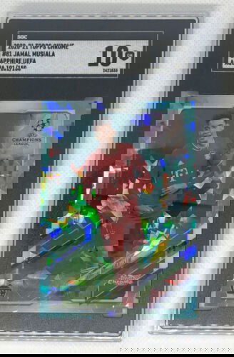 2020 Topps Chrome UEFA Aqua Sapphire Jamal Musiala Rookie RC  /150 SGC 10 Gem MT