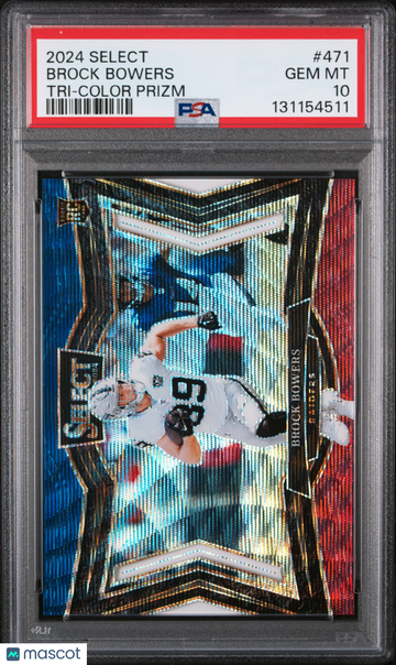 2024 Panini Select Brock Bowers #471 Tri Color Prizm PSA 10