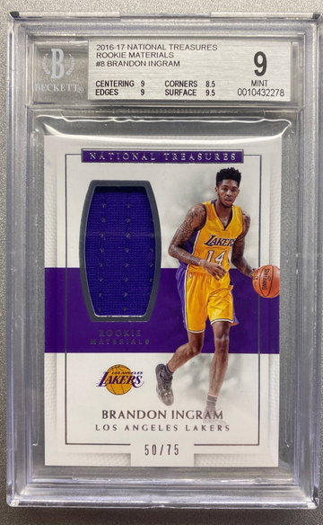 BRANDON INGRAM 2016 NATIONAL TREASURES ROOKIE MATERIALS RC BGS 9 #/75