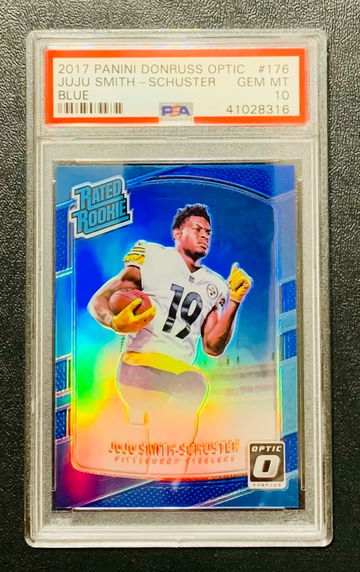 2017 Donruss Optic JuJu Smith Schuster Prizm Blue /149 RC PSA 10 POP 14