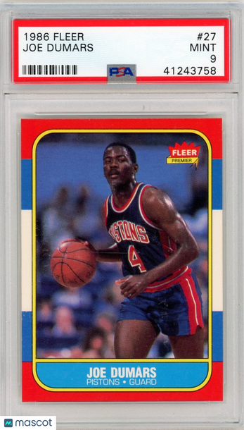 1986 Fleer Joe Dumars #27 PSA 9