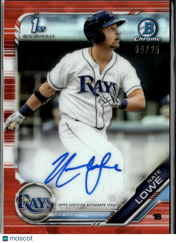 2019 Bowman Chrome Nate Lowe #CPA-NL Red Refractor /25