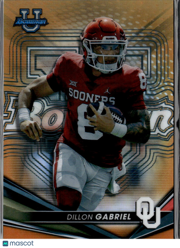Dillon Gabriel 2022 Bowman University Orange Refractor /25 Oklahoma Sooners