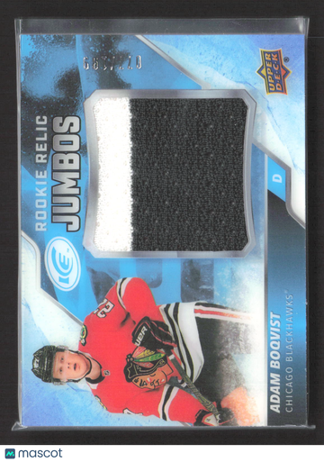 2020 Upper Deck Ice Rookie Relic Jumbos Adam Boqvist #RRJ-AB Rookie Relic Jumbos Jersey Patch