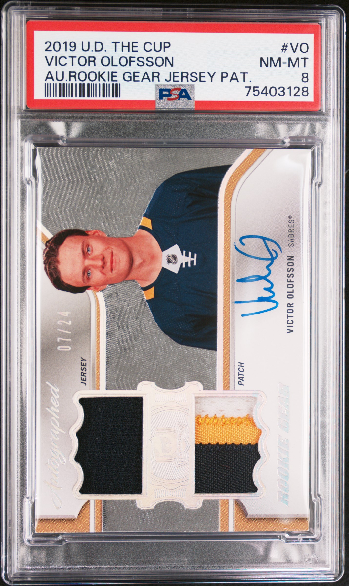 2019 Upper Deck The Cup Autographed Rookie Gear Jersey Patch Victor Olofsson